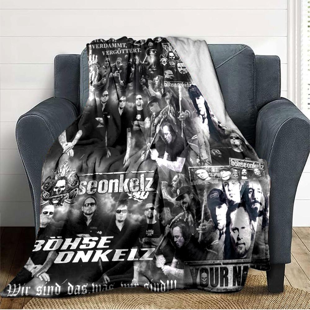 Name Custom Böhse Onkelz Poster Print Flannel Blanket High Quality Warm Comfortable Cover for All Seasons Perfect for Gifts Home Decor