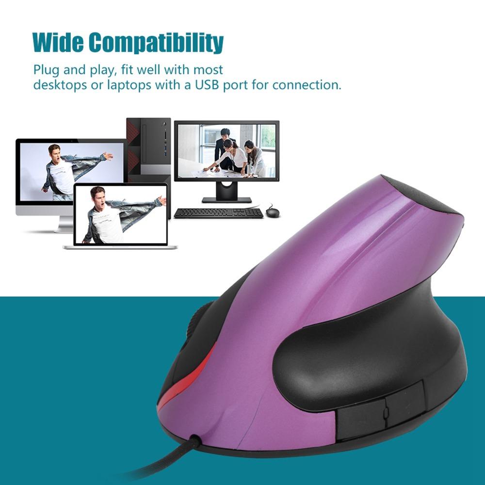 Optical Sensor Vertical Mouse 5 Buttons Wired Mouse Comfort Grip Ergonomic Mouse  Small Hands