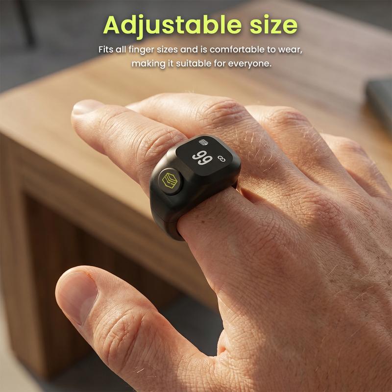 Умное кольцо-счетчик Соединение через Bluetooth с приложением Вибрационный напоминатель Отображение времени Цифровой счетчик для медитации, йоги, спорта