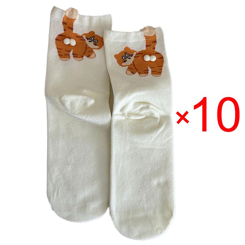 10 Pairs Gifts for Cat Lovers Funny Cartoon Cat Socks Breathable Comfortable Women's Cotton Socks