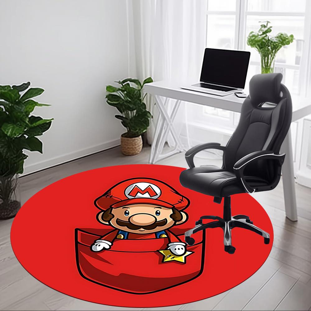 1pc Pocket Mario Office Round Area Rug, Under Office Chairs Bedroom Living Room Home Decor a1022241