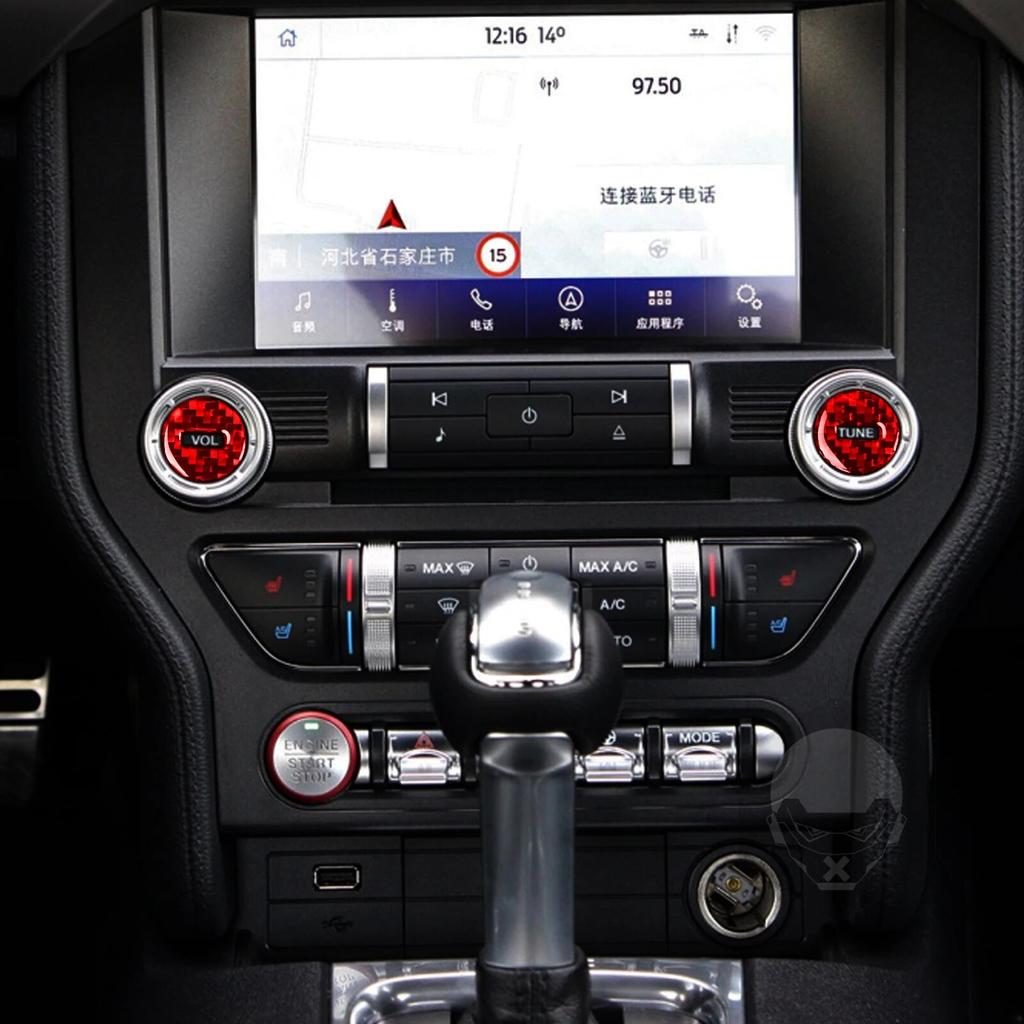 2 шт., автомобильная мультимедийная ручка, декоративная наклейка, наклейка, накладка для Ford Mustang 2015-автомобильные аксессуары для интерьера, углеродное волокно