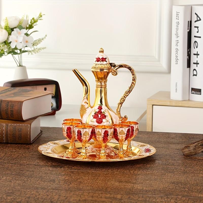 1 комплект, винтажный металлический турецкий кофейник, набор турецких чайных сервизов с 6 роскошными кофейными чашками и подносом для чая, чайник для сервировки чая, кофе Zamzam, капучино