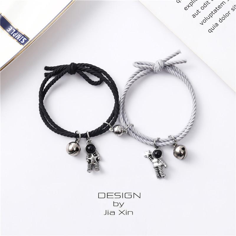 Подарки на день святого Валентина, модный браслет со звездой астронавта, подарок для пары, магнитный браслет, веревочный браслет