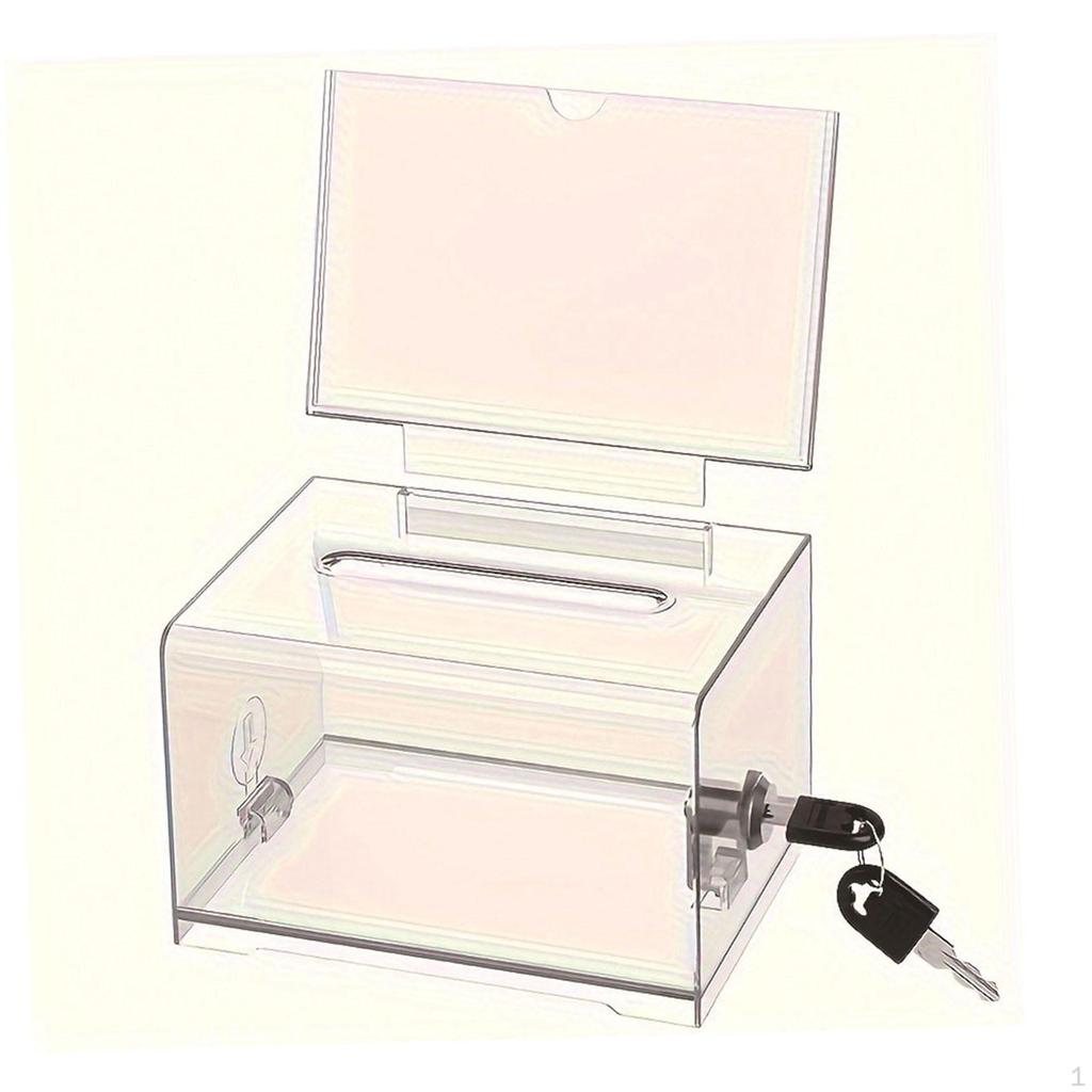 Transparent Suggestion Box Cardboard Raffle with Lock Easy Assembly Money Collecting for