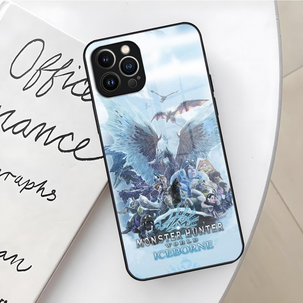 Чехол для телефона Monster Hunter World для iPhone 16 15 14 12 11 13 Pro Max Mini X Xr Xs Se 8 Plus Стеклянная крышка