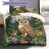 Сова на ветке  Узор  Комплект постельного белья  Одеяло  Домашний декор  Подарок (1 пододеяльник + 2 наволочки, без наполнителя)