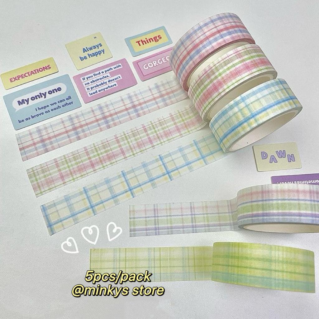 MINKYS 5pcs/lot Basic Grid Type Decorative Tape Set Washi Tape Pack School Office Stationery