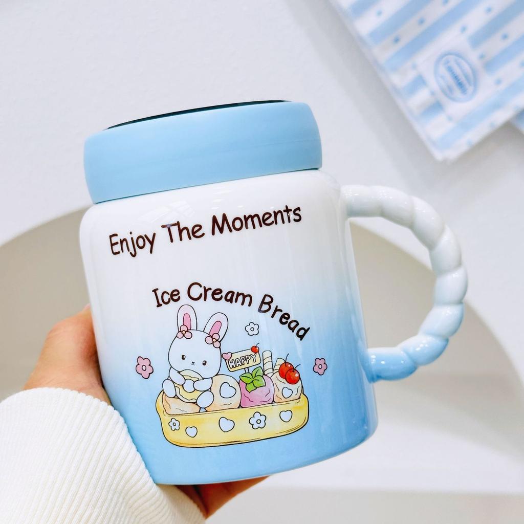 Чайник с крышкой Пылезащитная Мультяшная Керамическая Кружка Набор Сувенирных Подарков Чашка для воды Девушка Офисная Чашка для питья воды Маленький подарок