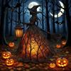 Halloween Witch Light Lamp Decoration, Gothic Holding Lantern Light, Tabletop Spooky Night for Holiday Party Decor