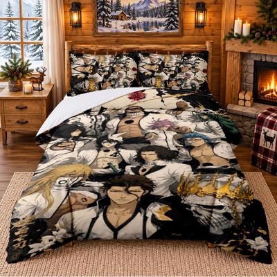 Bleach Anime Pattern Bedding 3Pcs Set Bed Sheet And Pillowcases For Indoor Bedroom