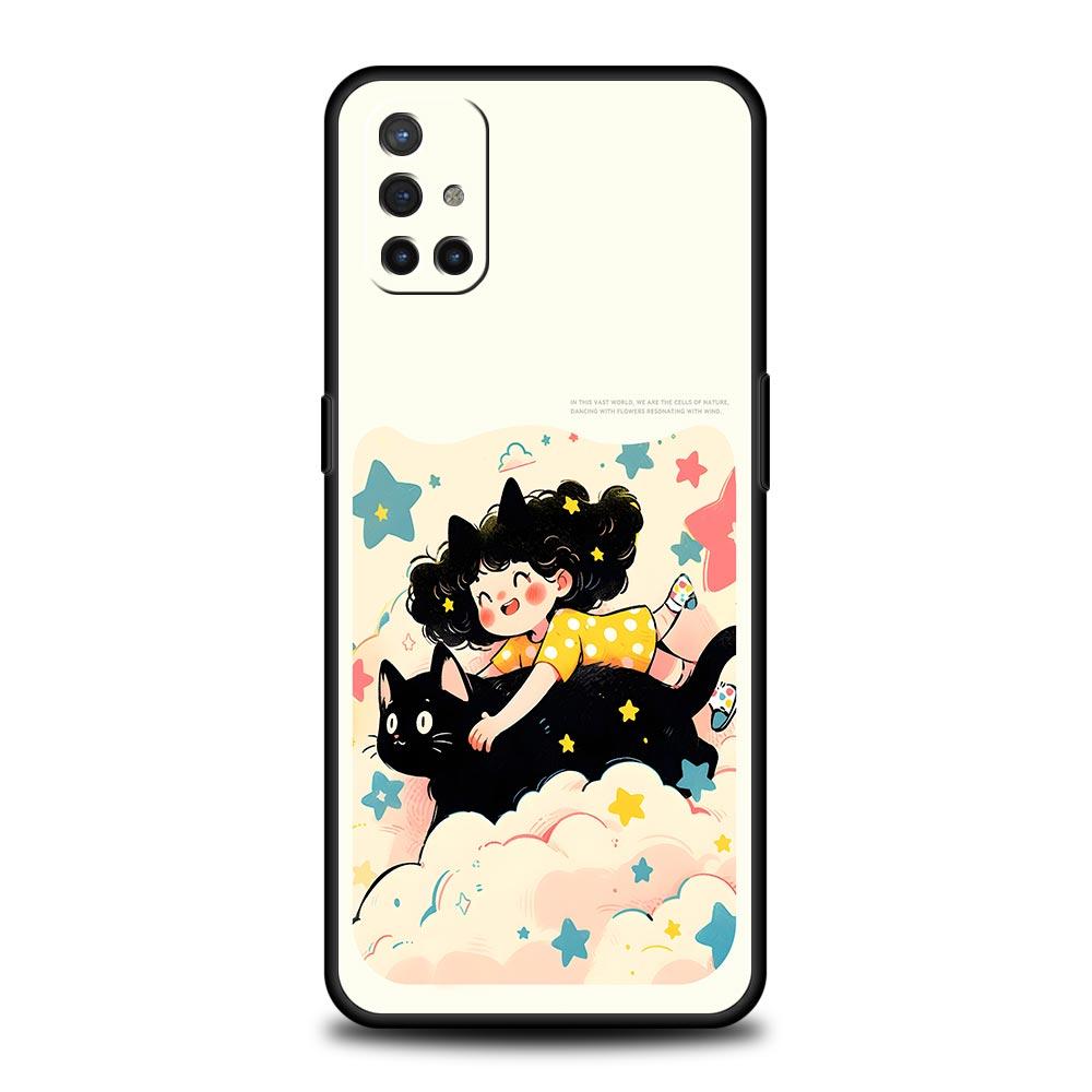Милый Мультяшный Черный Кот Чехол Для Телефона Для OnePlus 15 13 12 11 10 9 8 15T 13T 10T 7T Pro 13R 12R 9RT 8T Nord 4 N10 2T CE 2 3 5G Чехол