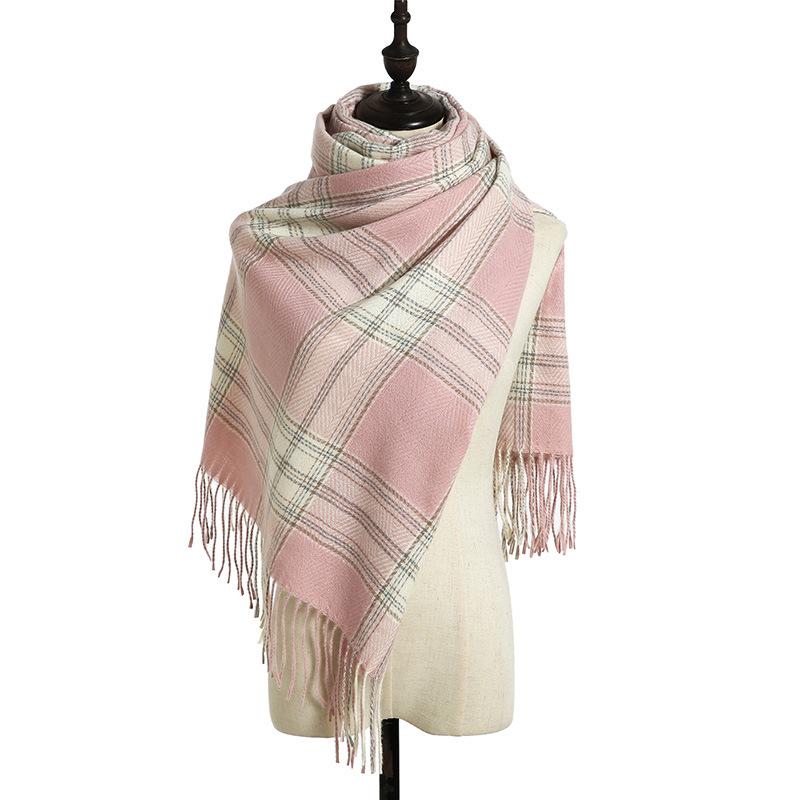 Knitted scarf women's British warm imitation cashmere shawl plaid scarf 2025 autumn and winter new