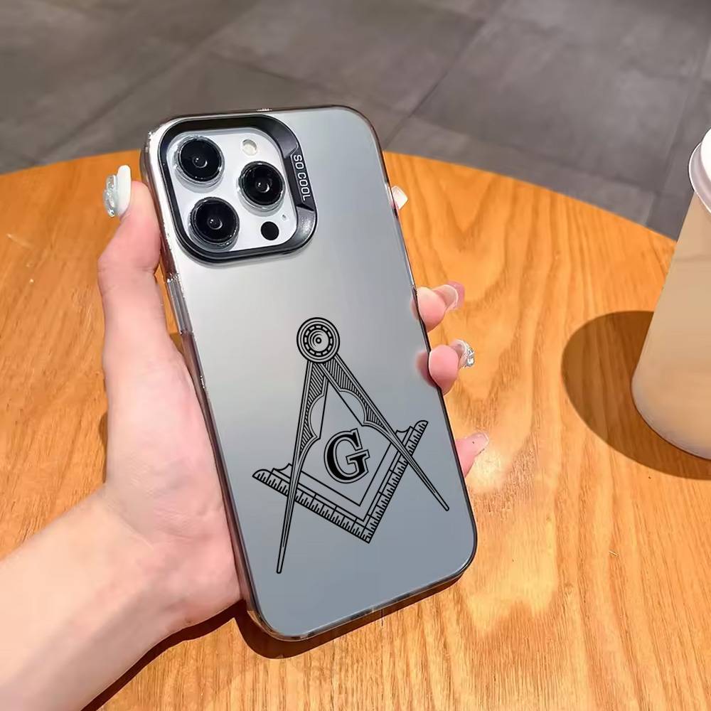 Чехол для телефона F-Freemasonry S-Symbol для iPhone17,16,15,14,13,12,11 Plus,Pro Max Черный Конфетный Посеребренный Чехол