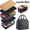 Bento Lunch Box with Insulated Bag Stackable Microwaveable Divided Large Capacity Double Layered for Office Workers and Students