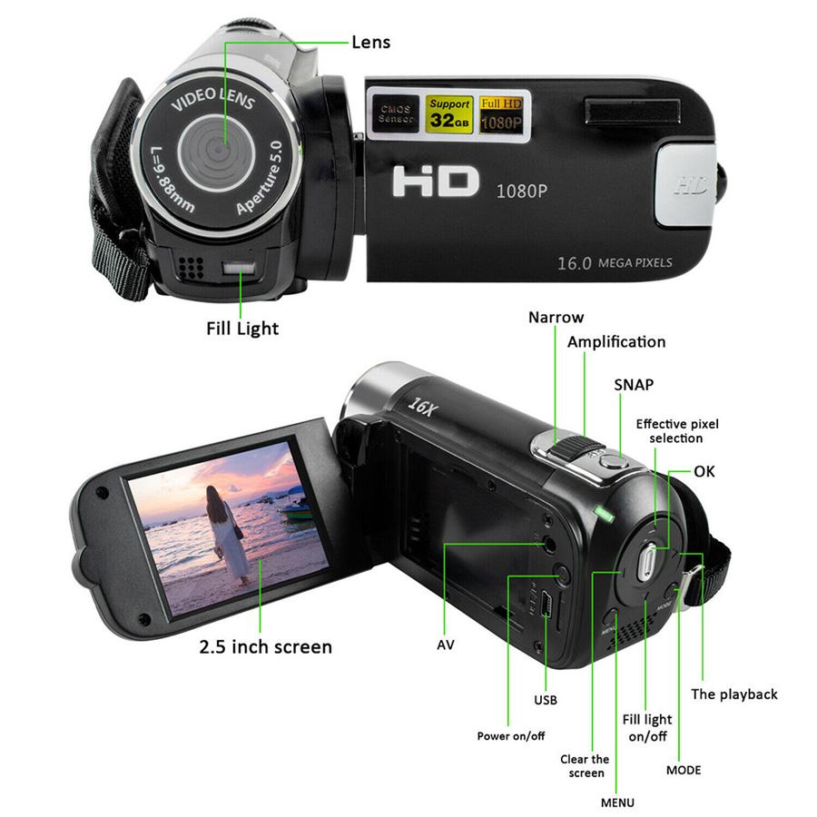 1080P HD Camcorder Digital Video Camera TFT LCD 16MP 16X Zoom DV AV Night Vision