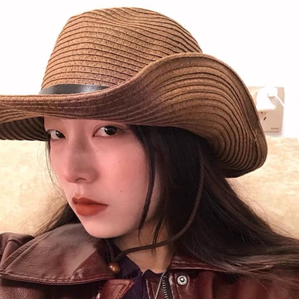 Летняя соломенная шляпа-козырек Складная кепка для защиты от солнца Модная шляпа западного ковбоя Отпуск