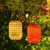 Rattan Solar Lanterns Outdoor Hanging Solar Bulb Lights Waterproof Country Decor Solar Light Decoration For Garden Yard Patio