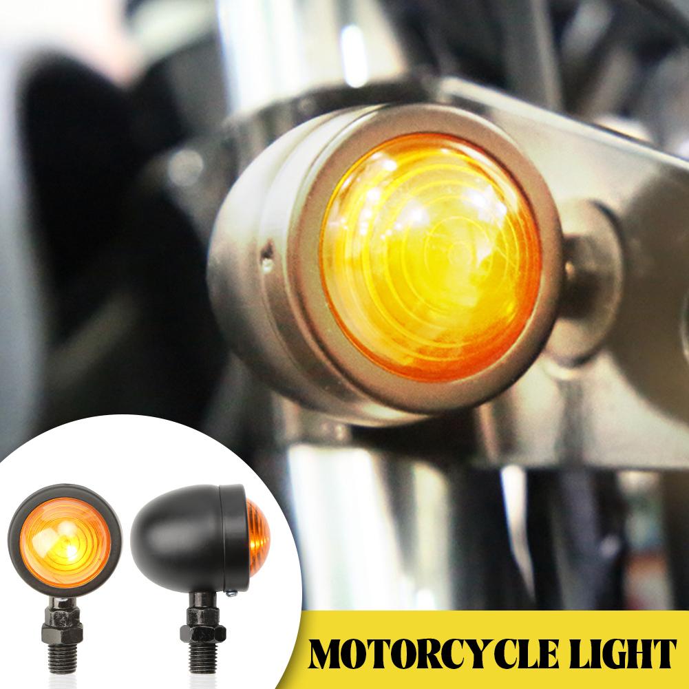 Universal Black Sliver Motorcycle 12V Amber Retro style LED Turn Signal Brake Light Metal Housing For Chopper Bobber Cafe Racer