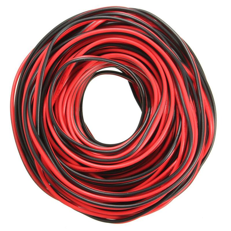 20m 2-Pin Wire Extension Red Black Cable for Single LED Strip Light 3528 5050
