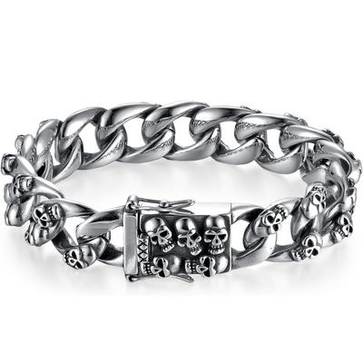 Мужской браслет из литой нержавеющей стали 316l с черепами, мужской панк-готический браслет на запястье с головой скелета, байкерская рок-цепочка, ювелирные аксессуары