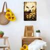 1 piece of cute pastoral-style calf and sunflower tin painting plaque for home living room, bedroom, and entryway wall decoratio