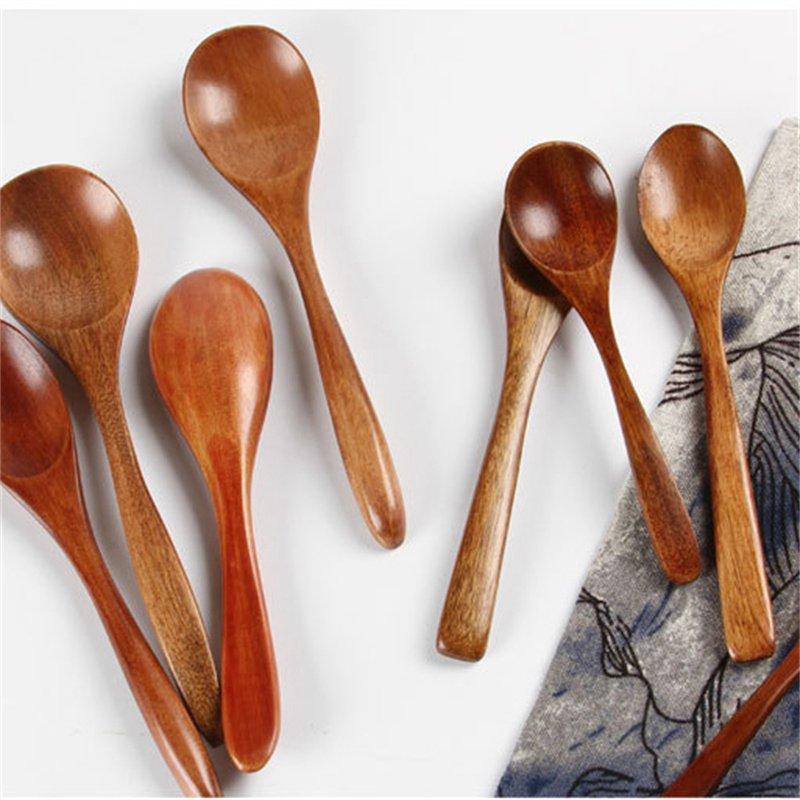 2 шт. деревянная посуда с надписями, оптовая продажа, маленькая деревянная ложка, японская ложка для меда, ложка для перемешивания кофе, ложка из цельного дерева