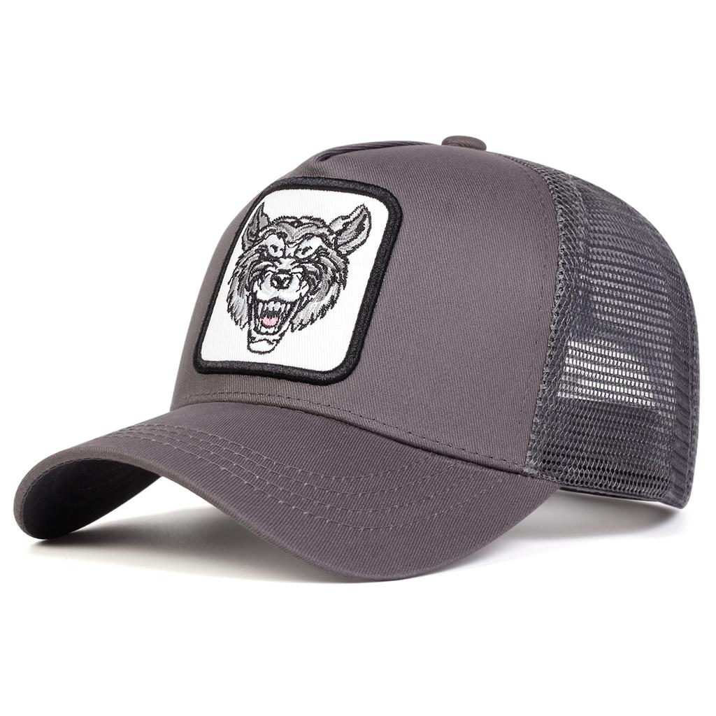 Spring and Summer Wolf Head Embroidery Breathable Hat Fashion Unisex Mesh Baseball Cap Sunscreen Hiking Hats Golf Caps