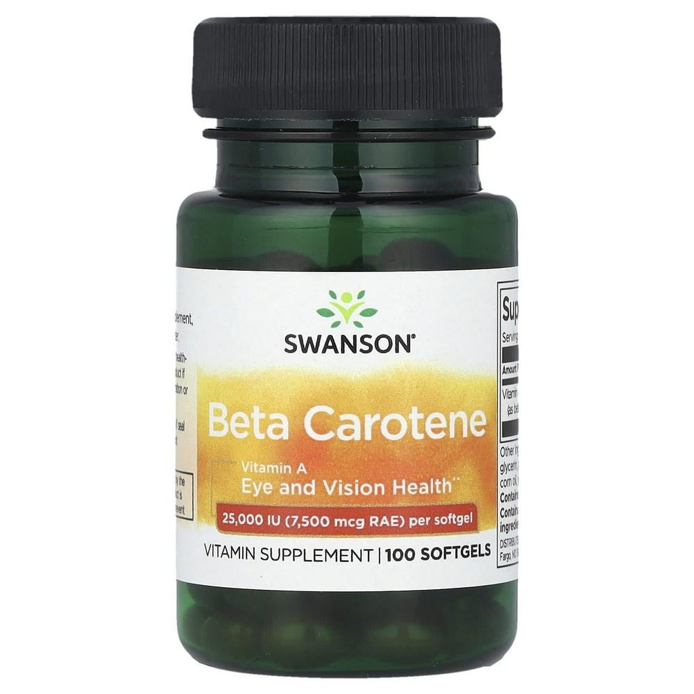 Swanson Beta-Carotene 25,000 IU 7,500 mcg RAE Softgels 100 Tablets Beta-Carotene 25,000 IU 7,500 mcg RAE Small 1 pcs