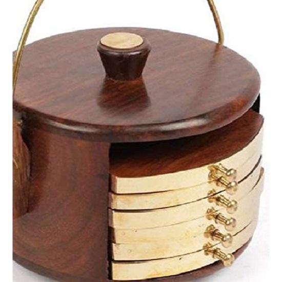 Rosewood Kettle Shape Coaster Set for Kitchen and Dining Table/Coffee Table.-Set of 6