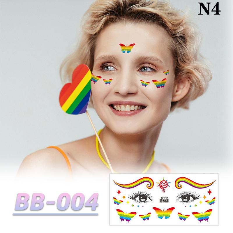 Радужная наклейка на лицо, водонепроницаемая временная татуировка, красочный узор, луна, звезда, боди-арт, рука, поддельные татуировки для женщин и мужчин