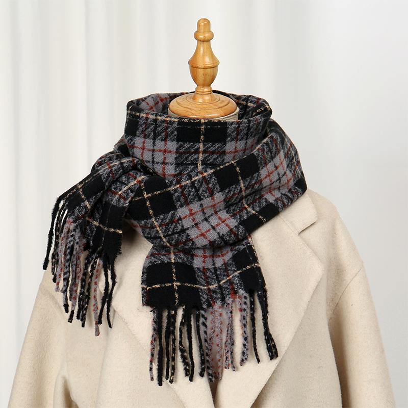 Luxury Brand Cashmere Women Plaid Scarf Winter Warm Shawl and Wrap Bandana Pashmina Female Foulard Square Thick Blanket Poncho
