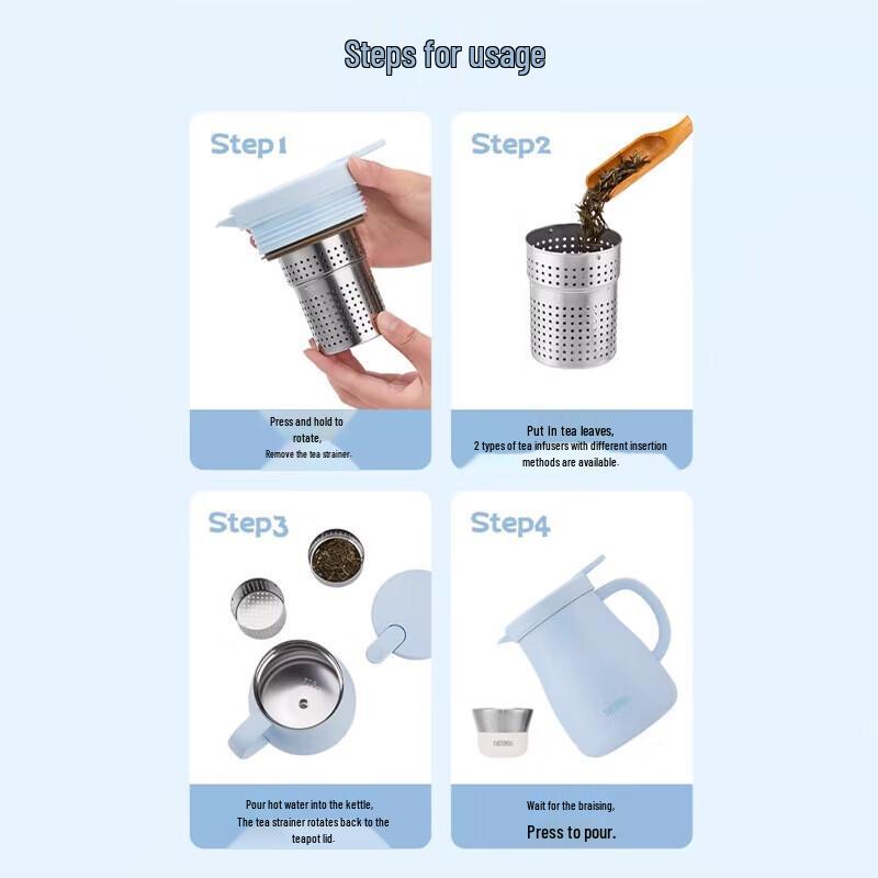 Thermos Термокружка Kuromi из нержавеющей стали 316L с ситечком для чая, 800 мл