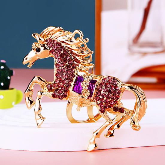 Keychain 2026 Year of Horse Key Chain Shiny Rhinestone Horse Animal Design Keychain Bag Charm Accessory