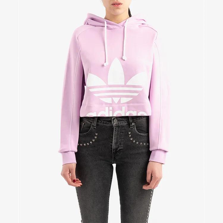 Adidas Originals Sweatshirts Women's Light Purple Hooded Moderate Straight Fit (Unisex) Sweatshirts FM1745