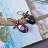 Natural Amethyst Copper Elegant February Dangle Drop Electroformed Hook Earrings V-107