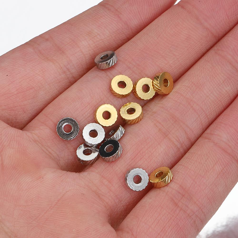 20pcs Stainless Steel Thread Bead 6mm Gold Color Engraving Spacer Beads for Jewelry Making DIY Necklace Bracelet Charms Pendants