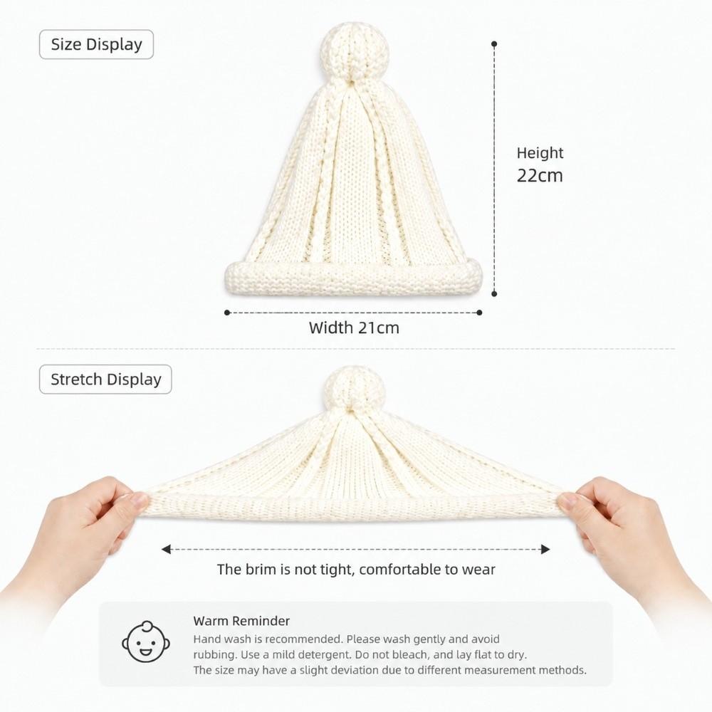 Solid Color Baby Winter Cap Princess Style Kids Pullover Hats Soft Warm Knitted Hat Winter