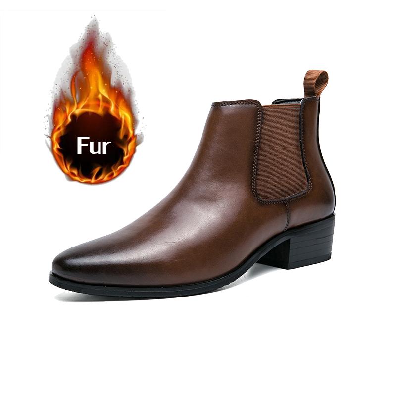 Модные классические мужские ботинки класса люкс на высоком каблуке, модная обувь для отдыха в стиле челси, кожаные ботильоны в британском стиле, повседневные модные ботинки