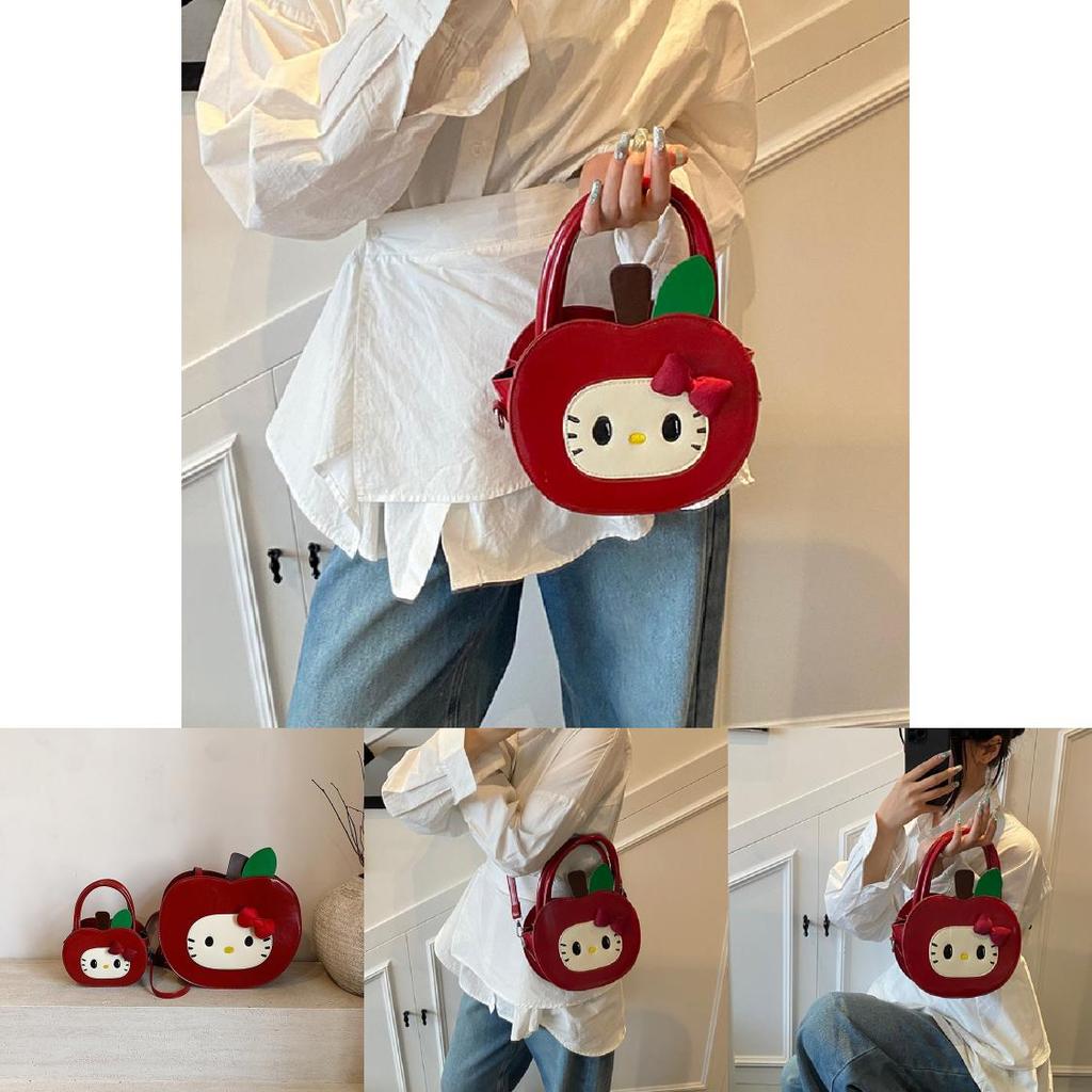 Очаровательная милая мини-сумка на плечо Hello Kitty с дизайном красного яблока для повседневного ношения