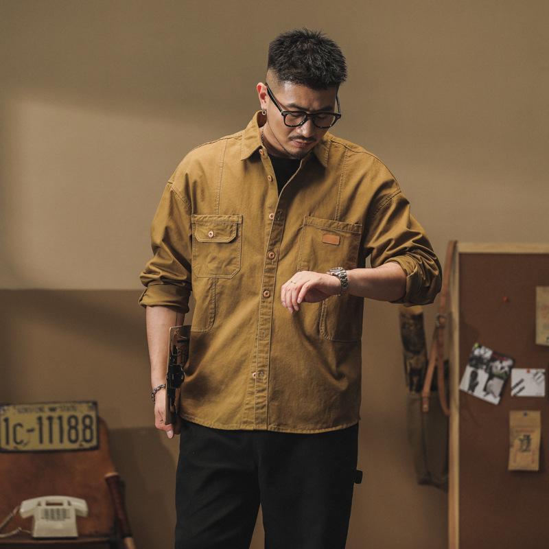 Мужская рубашка American Retro Tooling с длинными рукавами, свободная куртка Tough Guy Hunting Coach, куртка из чистого хлопка