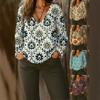 2025 New Women's Casual Long Sleeve V-Neck Regular Digital Printed Women's Tops T-Shirt