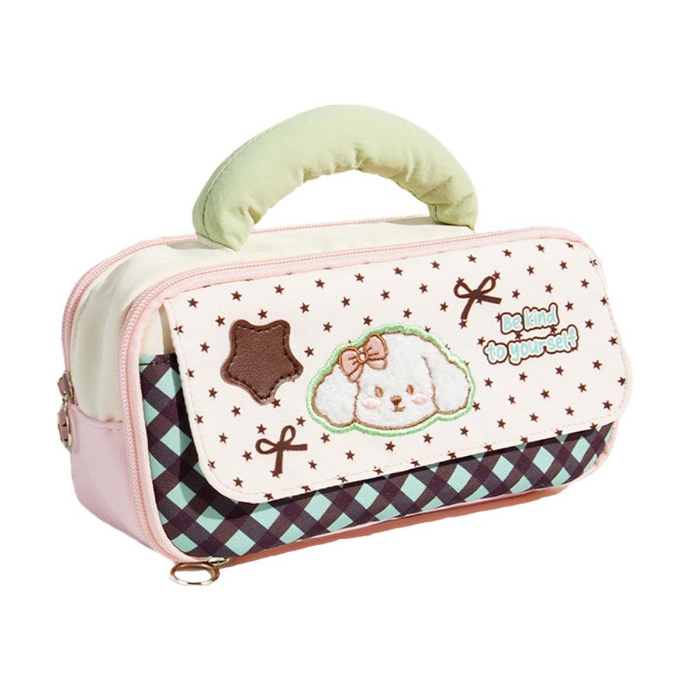 Handheld Cartoon Pen Bag Large Capacity Stationery Pouch Ins Stationery Organizer Cosmetic