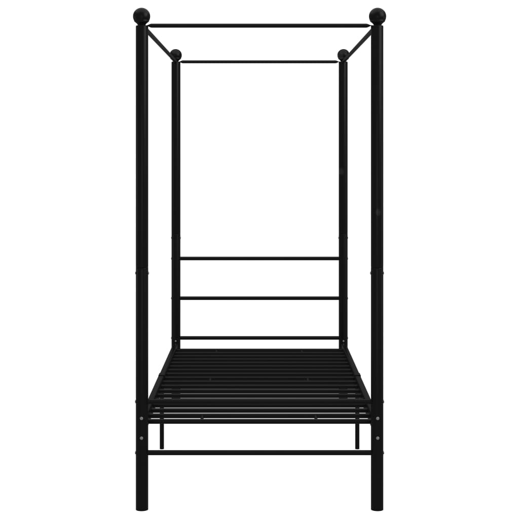 Black Metal Canopy Bed 90 x 200 cm