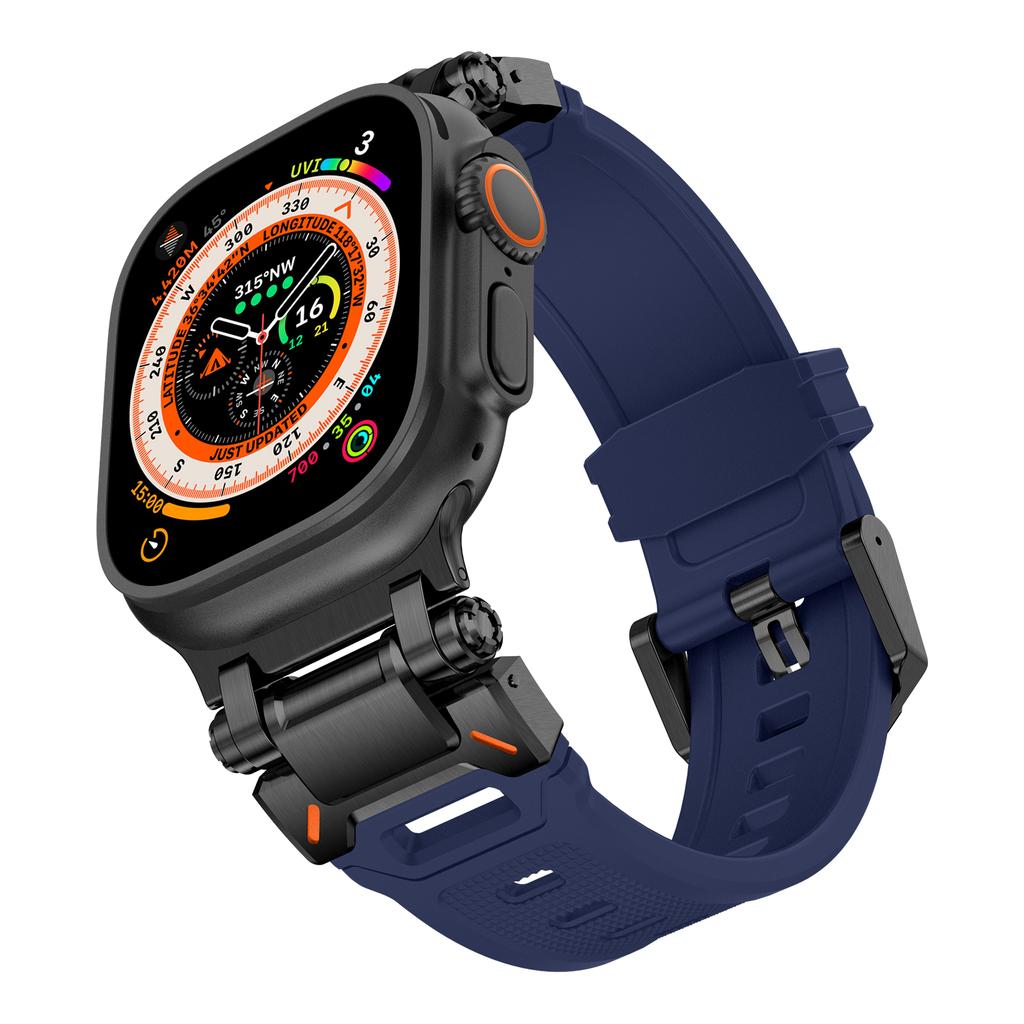 Strap For Apple Watch Ultra 2 Band 49mm 45mm 44mm 42mm 44 mm Rugged metal+Silicone Bracelet correa iWatch Series 9 6 5 4 7 8 SE