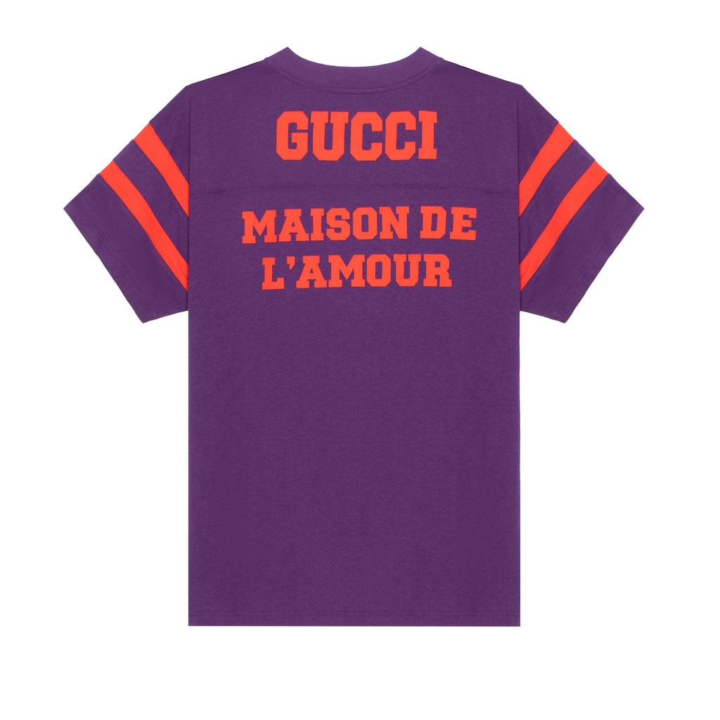 Gucci Футболки Женские Фиолетовые С Круглым Вырезом Умеренный Прямой Крой 660744-XJD09-5137