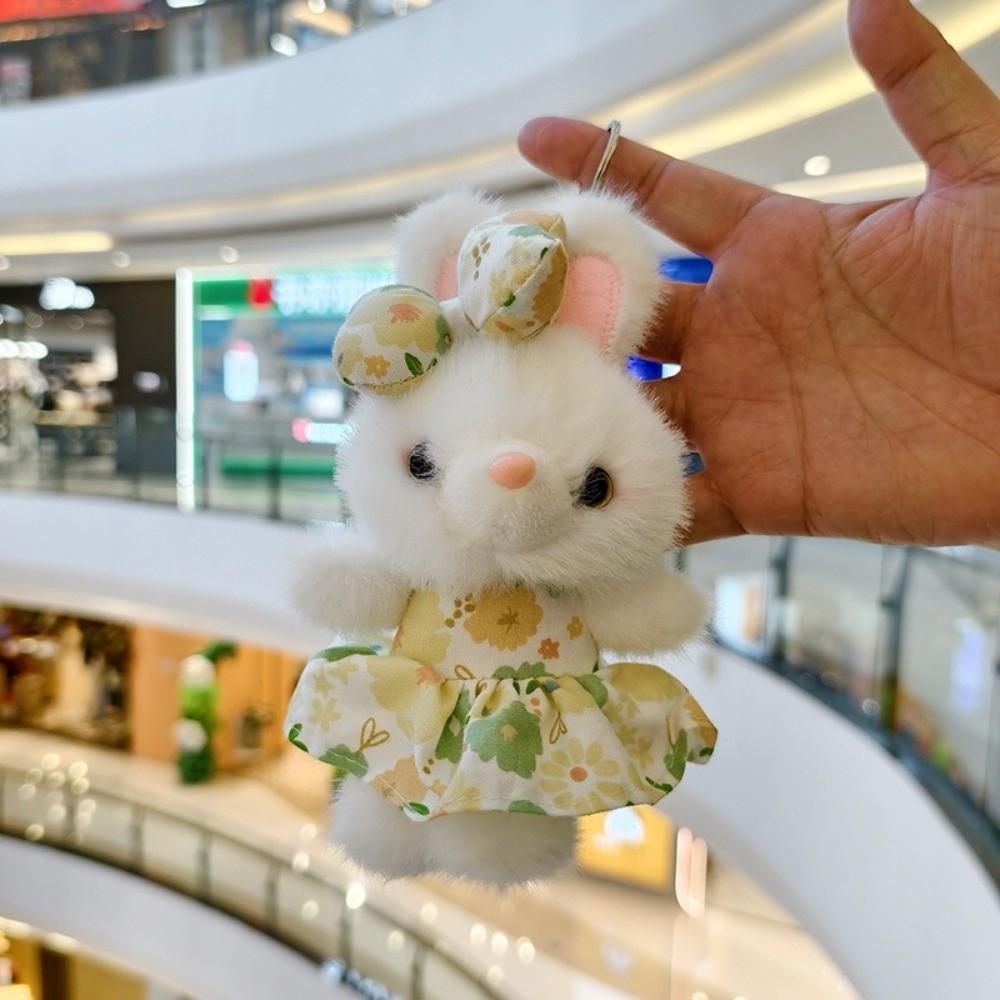 12CM Plush Rabbit Keychain Soft Stuffed Animal Keyring Backpack Bunny Charm for Car Bag Decoration
