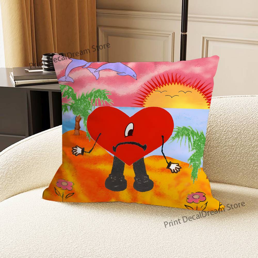 B-Bad B-Bunnys DTMF Printed Pillow Cover Cushion Case Simple Sofa Pillow Case No Pillow Core