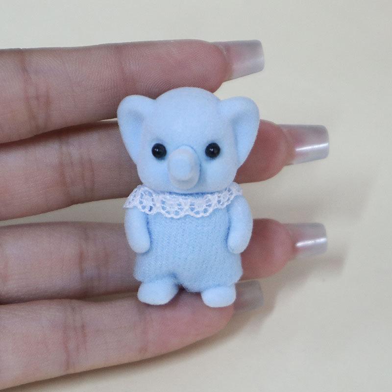 1 шт. Мини Лесная семья Фигурка животного Слон Овца Флокированная Мохнатая Фигурка Модель Игрушка для Ребенка Подарок на День рождения