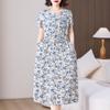 Plus Size Elegant Long Dresses for Women  Loose Short Sleeve Vintage Dress Female
